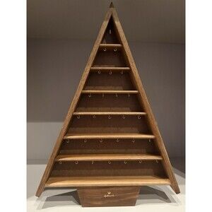 Vintage Hallmark Memory Tree Miniature Ornament Display Shadow Box Wood 27 Hooks